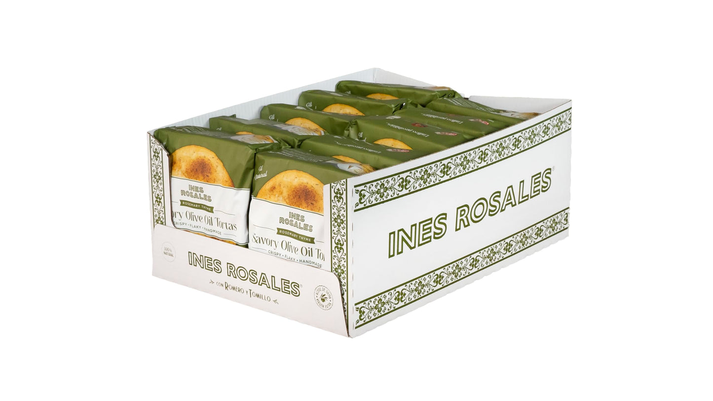 Ines Rosales Rosemary and Thyme Olive Savory Oil Tortas (Tortas Aceite con Romero y Tomillo) 6.34 Oz (180 g) pack, contains six