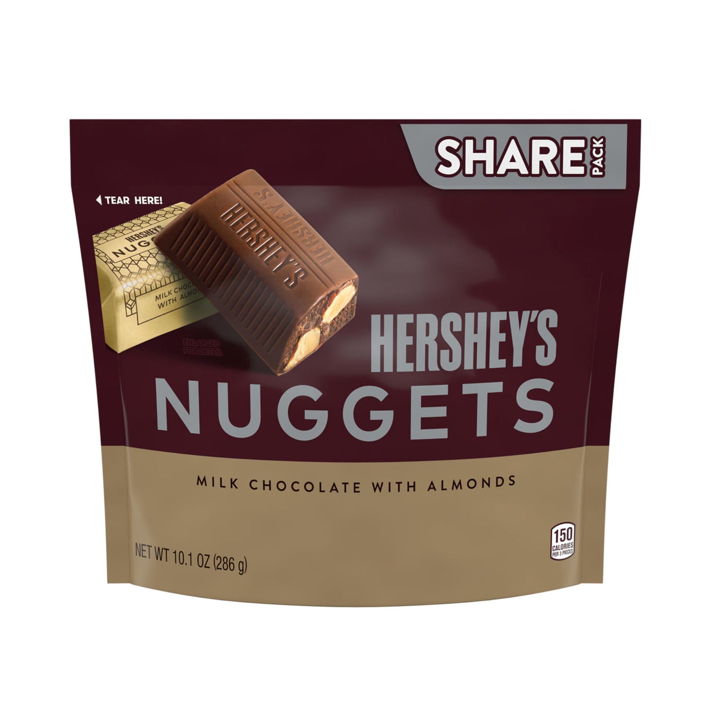 HERSHEYS NUGGETS Milk Chocolate with Almonds Candy Share Pack, 10.1 oz
