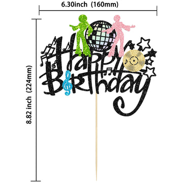 Gyufise 1Pcs Rock Happy Birthday Cake Topper Glitter Music Disco Ball Cake Pick 70'S Disco Dancing Rock Cake Decoration For Rock