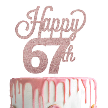 Lingteer Happy 67Th Birthday Cake Topper - Cheers To 67Th Birthday 67 Years Old Birthday Party Cake Decorations Sign.