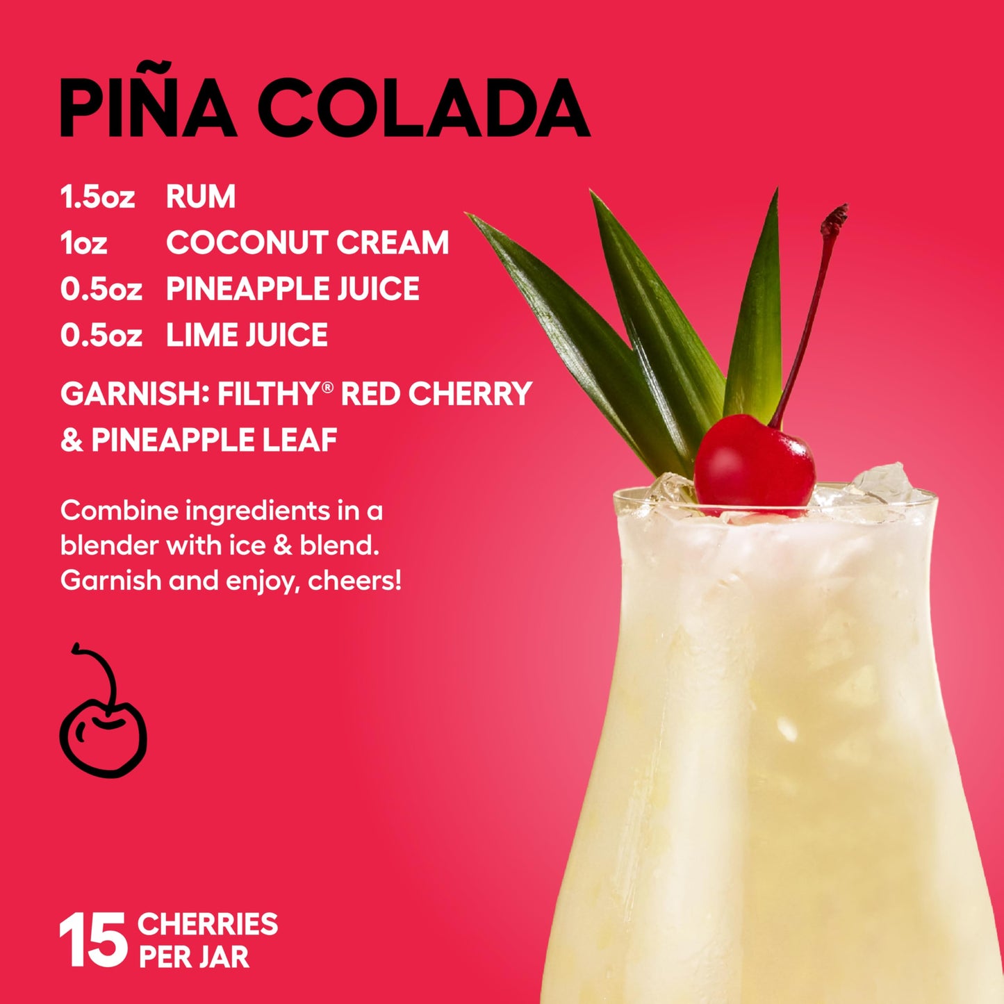 Filthy Food Premium Maraschino Cocktail Cherries, Non-GMO, Vegan, 9 Oz Jar, Long Stemmed, Gluten Free