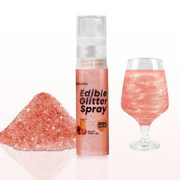 Rose Gold Edible Glitter Spray, 8g, 100% Food Grade, Kosher & Halal, Shimmer Edible glitter for Drinks, Cocktail, Cupcake, Desse