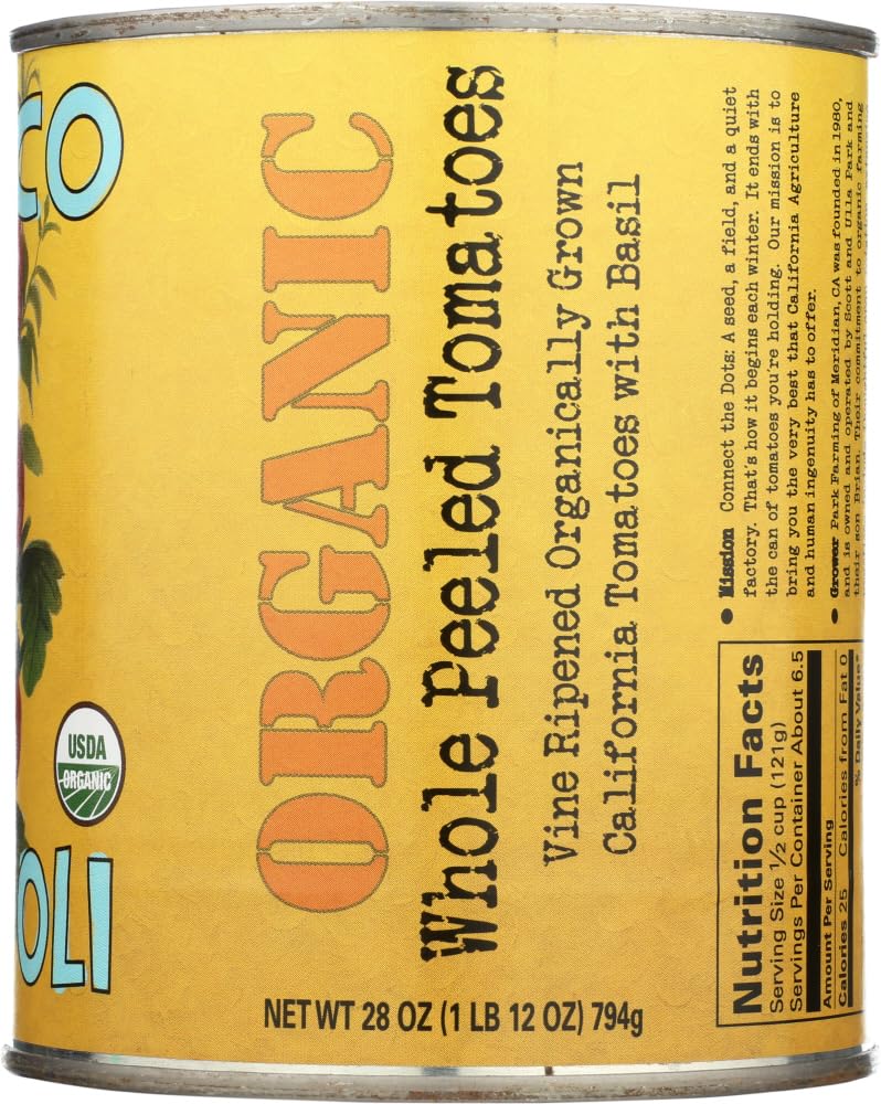 Bianco Dinapoli Organic Whole Peeled Tomatoes, 28 Oz, 6 Pack (One Pack)