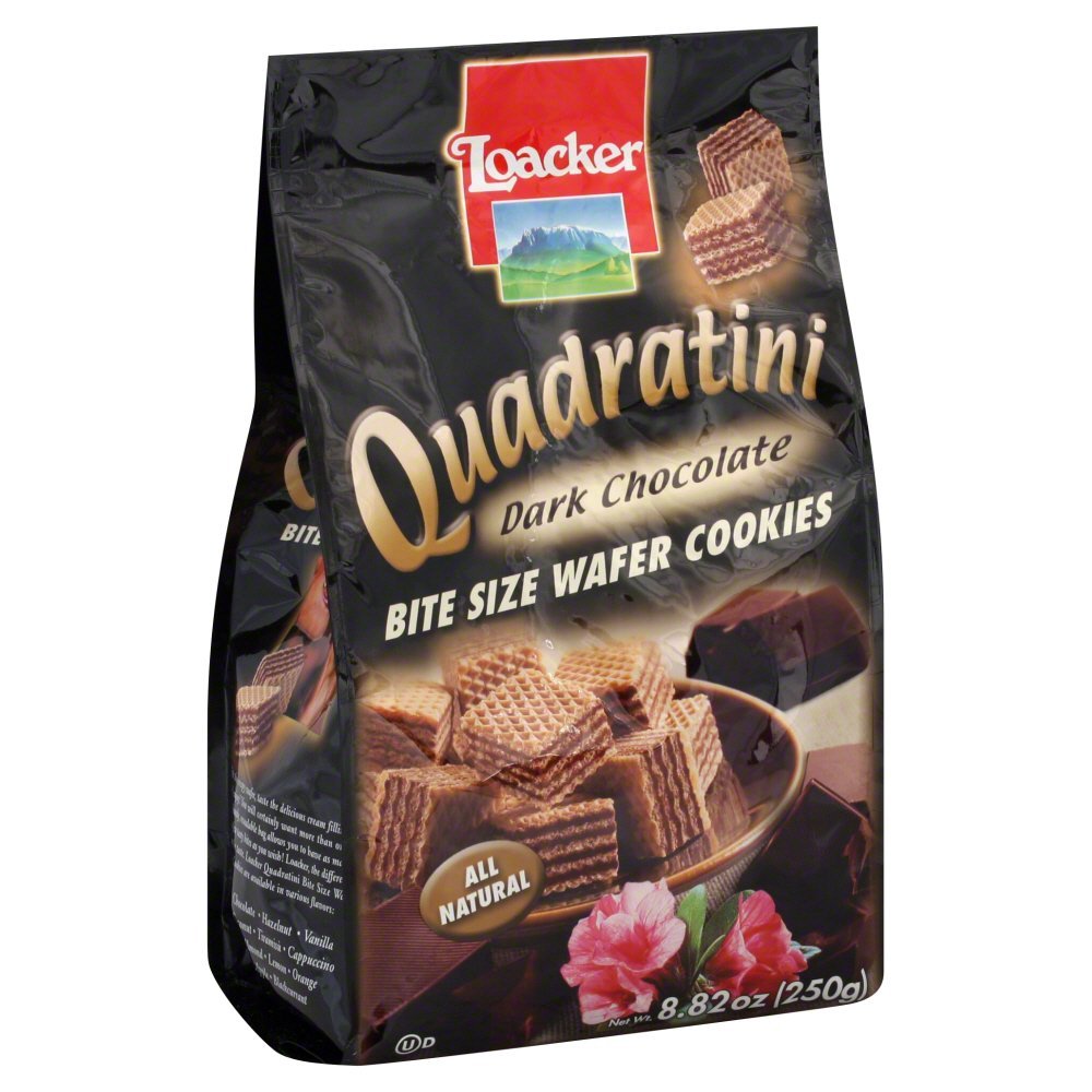 Loacker Quadratini, Bite Size Wafer Cookies, Dark Chocolate, 8.82-Ounce (Pack of 3)