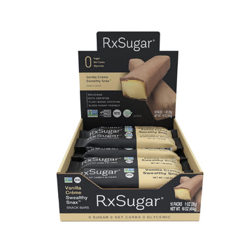 RxSugar Vanilla Creme Swealthy Snax, Diabetes & Keto Friendly, Sugar-Free Candy and Snack Bars Made with Allulose, Zero Net Carb