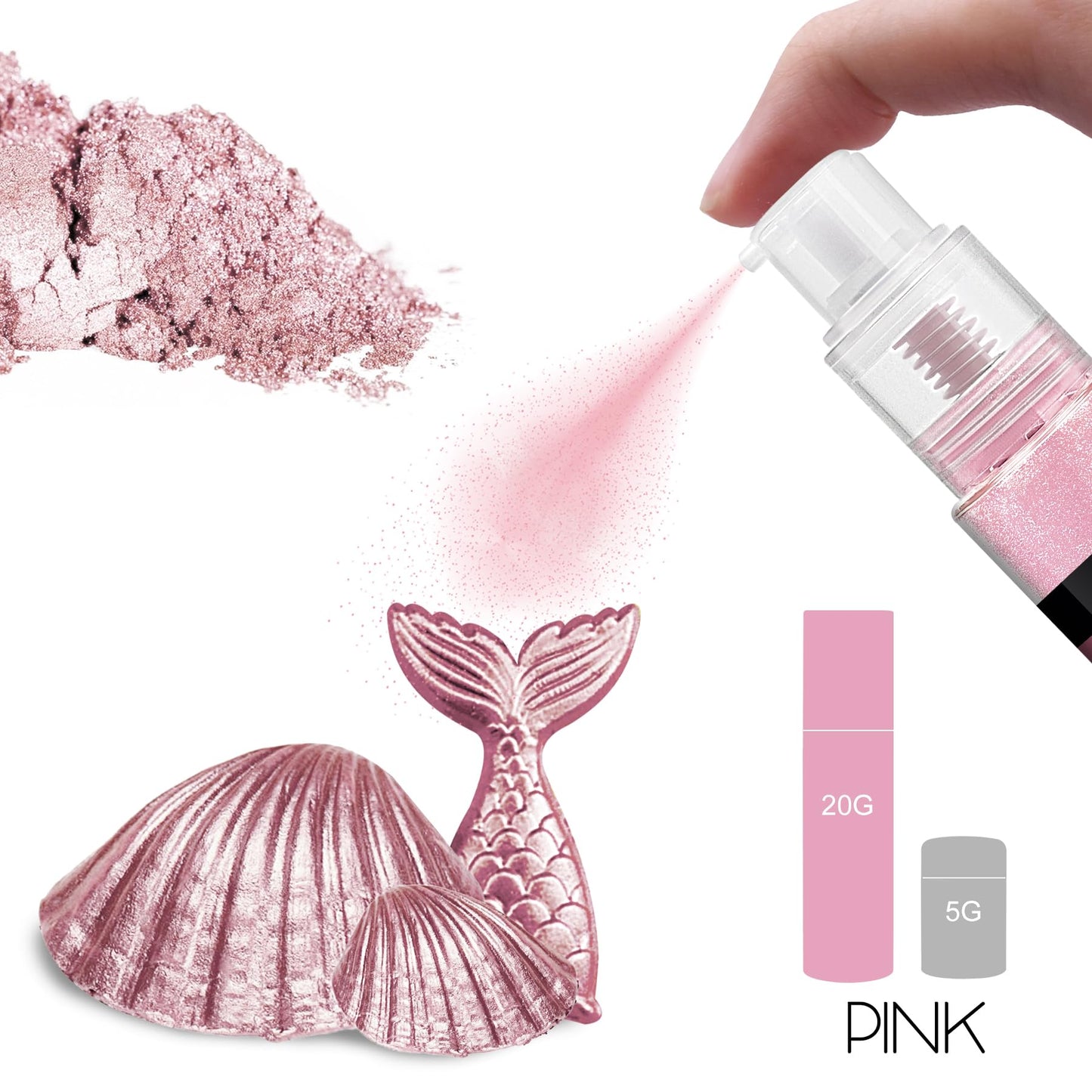 YumCraft Edible Glitter Spray - 20g Luster Dust for Cake Decorating, Cocktails - Pink