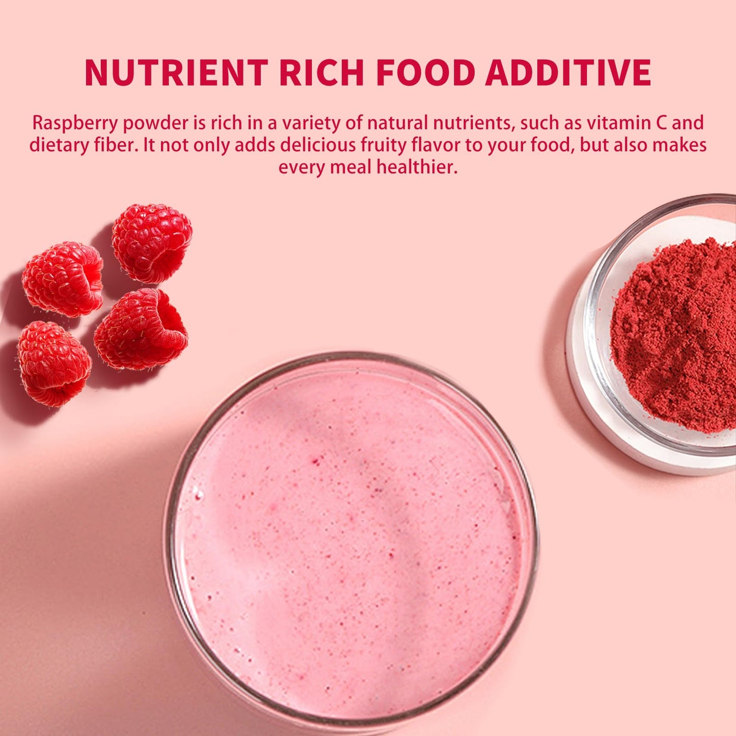 Raspberry Powder, Freeze Dried Raspberry Powder, Natural, No Sugar & Additives, 160G/5.64Oz, Freeze Dried Fruit Powder For Bakin