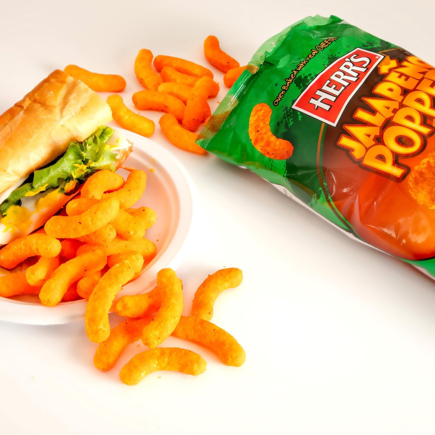 Herrs Jalapeo Poppers Flavored Cheese Curls - Made with Cheddar Cheese - Great for Bold Flavor Fans - 1.23 Ounce (Pack of 24)