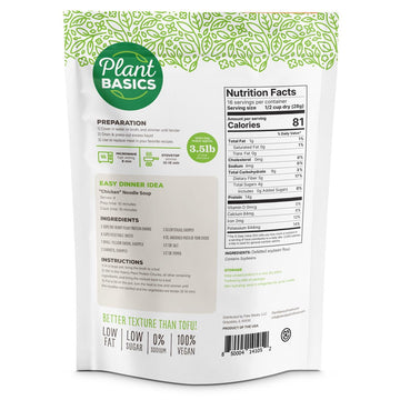 Plant Basics - Hearty Plant Protein - Unflavored Chunks, 1 Lb (Pack Of 6), Non-Gmo, Gluten Free, Low Fat, Low Sodium, Vegan, Mea