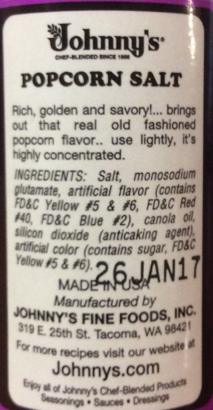 Johnnys Gluten Free POPCORN SALT 4.75oz (2 Pack)