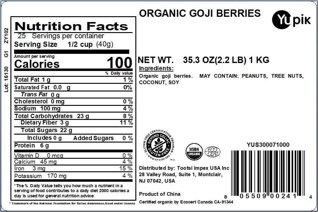 Yupik Organic Dried Goji Berries, 2.2 Lb, Gluten-Free, Non-Gmo, Vegan, Dried Fruits, Wolfberries, Sulphite-Free, Superfood, High