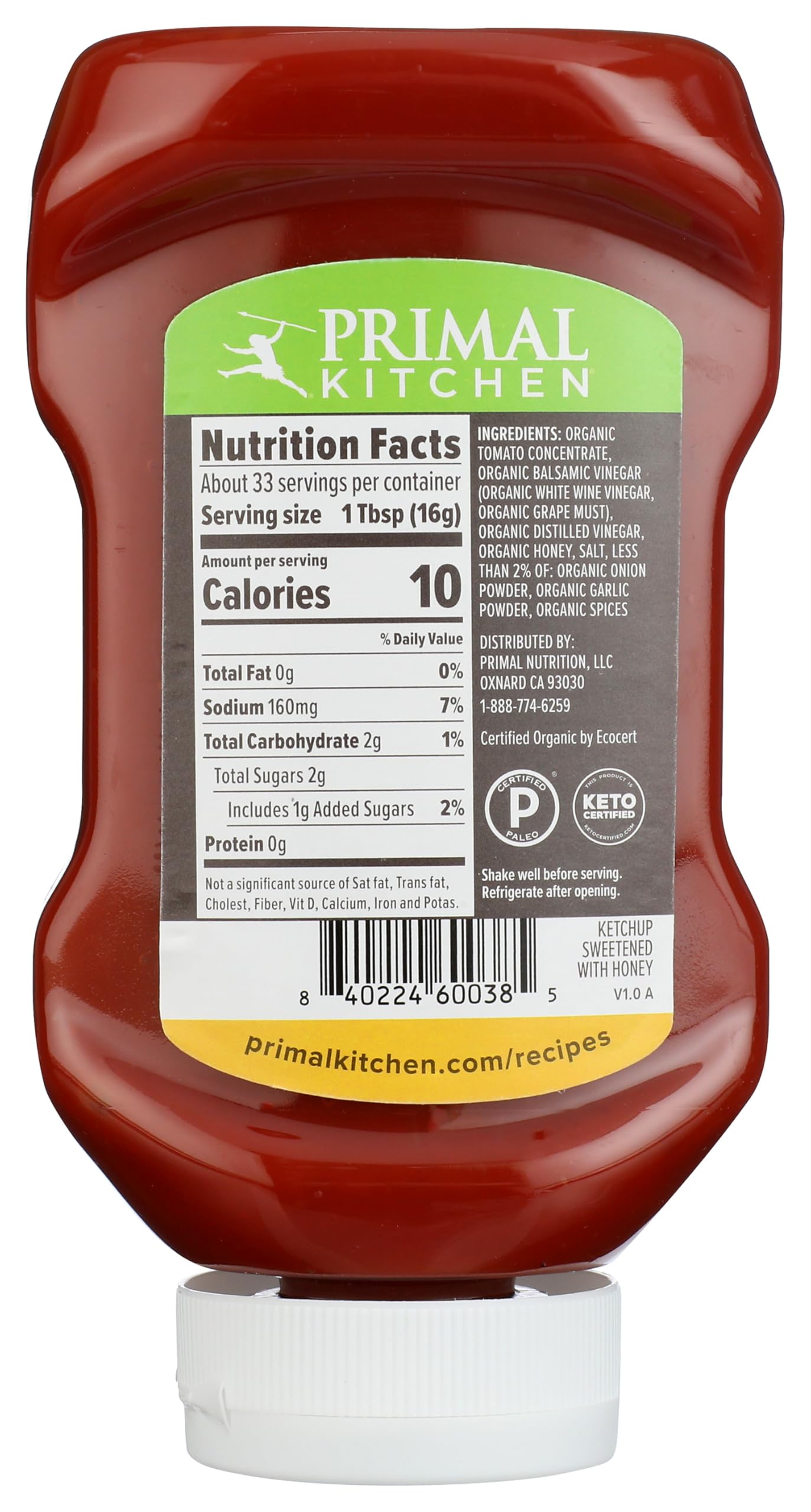PRIMAL KITCHEN Organic Tad Sweet Ketchup  18.5 OZ