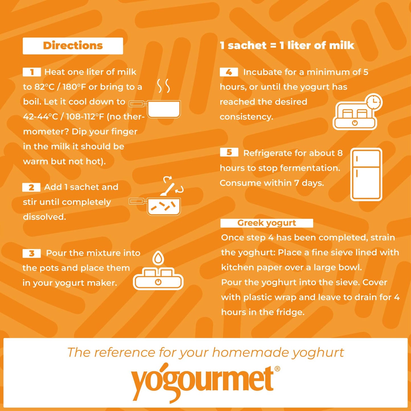Yogourmet Yogurt Starter Culture - All Natural, Gluten Free, Kosher, Halal - 6 Sachets (Makes 6 Quarts)