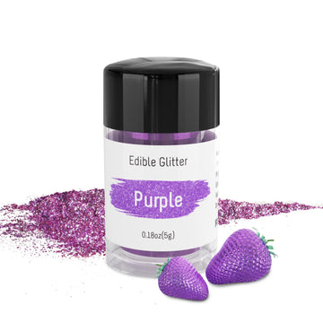 Jelife Purple Edible Glitter - 5 Grams Food Grade Cake Decorating Shimmering Glitter Vegan Metallic Food Coloring Powder Sprinkl