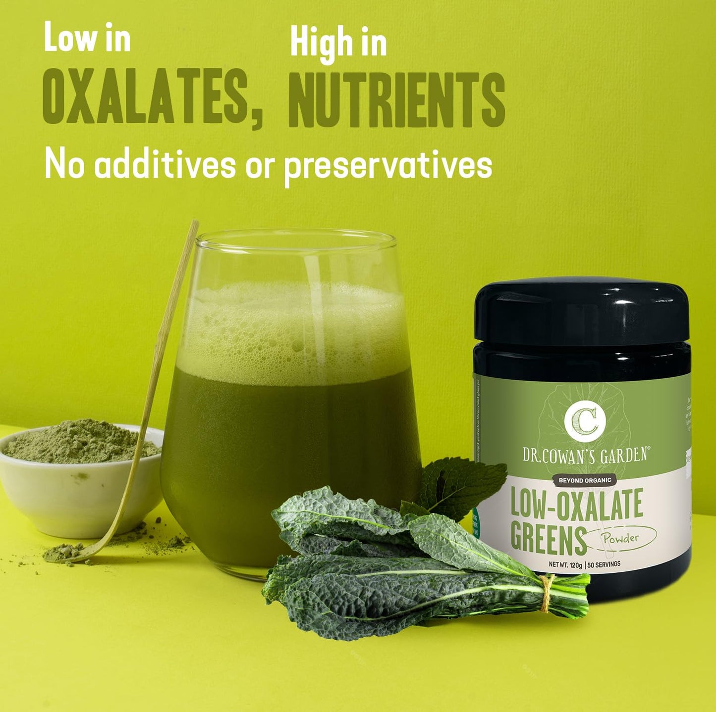 Dr. Cowans Garden Low-Oxalate Greens Veggie Powder - Beyond Organic Superfood Greens Vegetable Powder for Drinks and Food - Lac