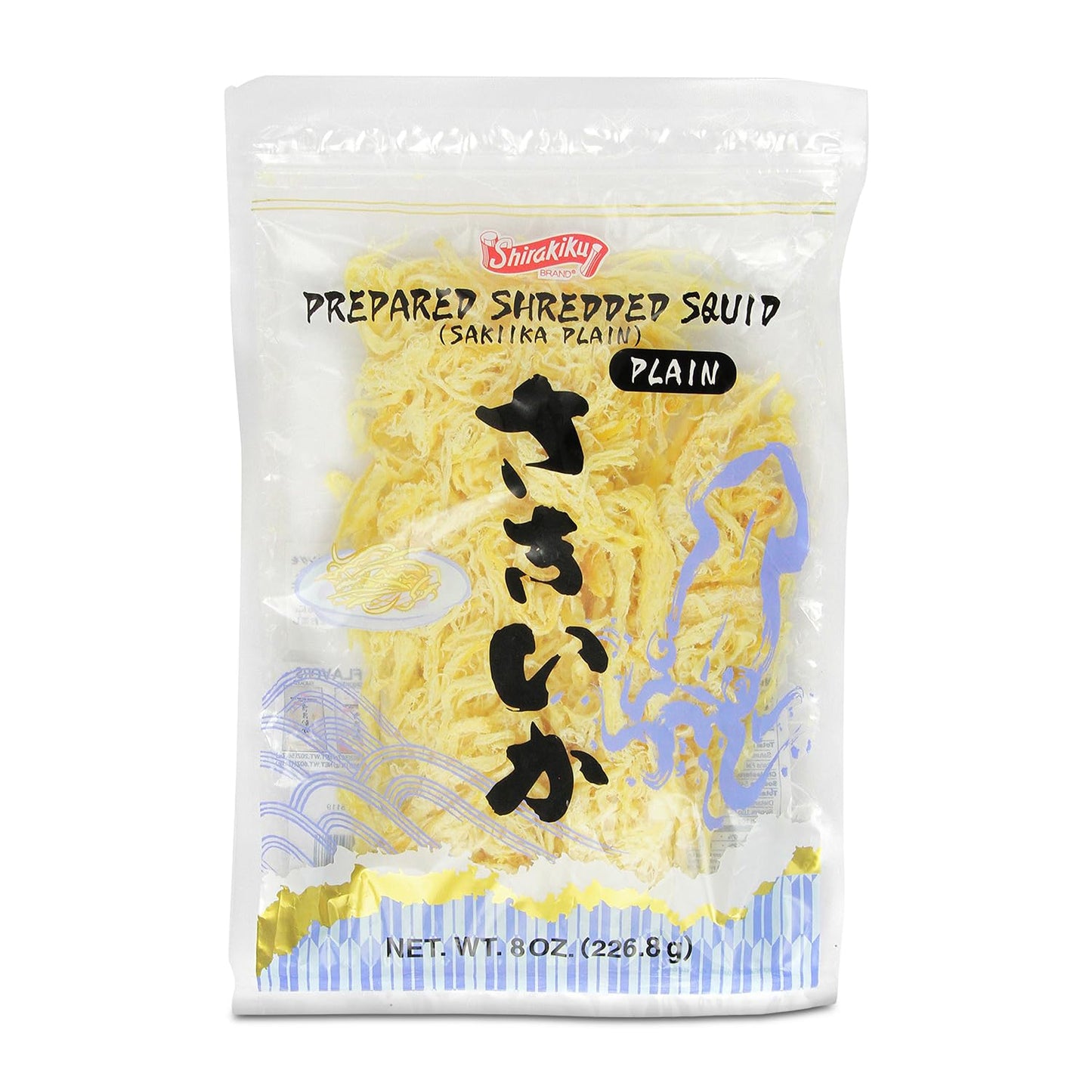 Shirakiku Prepared Shredded Squid Dried Squid Plain Flavor, 8 Ounce