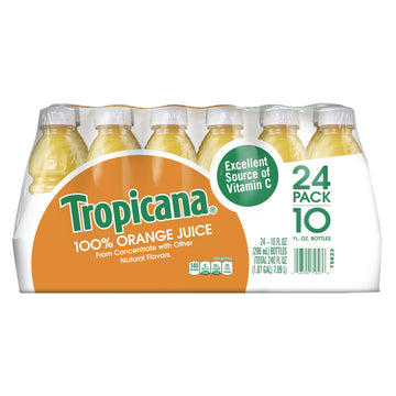 Tropicana 100% Orange Juice, Single Serve, 10 Fl Oz Bottles (Pack Of 24) - Real Fruit Juice, Vitamin C Rich, No Added Sugars, No Artificial Flavors