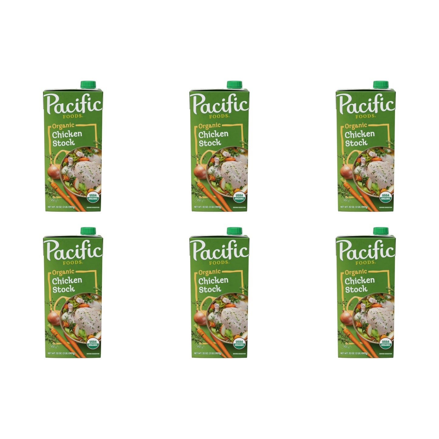 Pacific Foods Organic Chicken Stock, 32 oz Carton (Pack of 6)