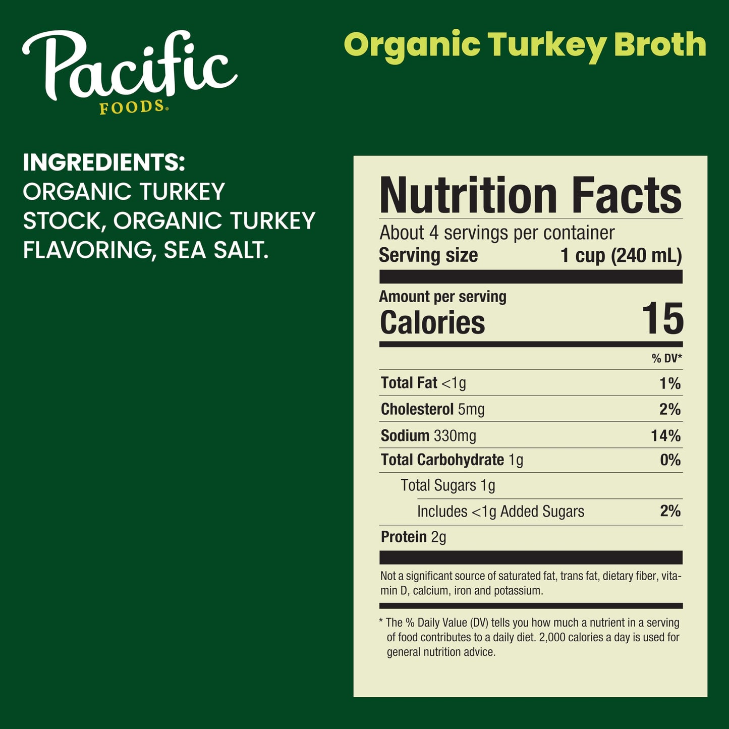 Pacific Foods Organic Turkey Broth, 32 Oz Carton (12 Pack)