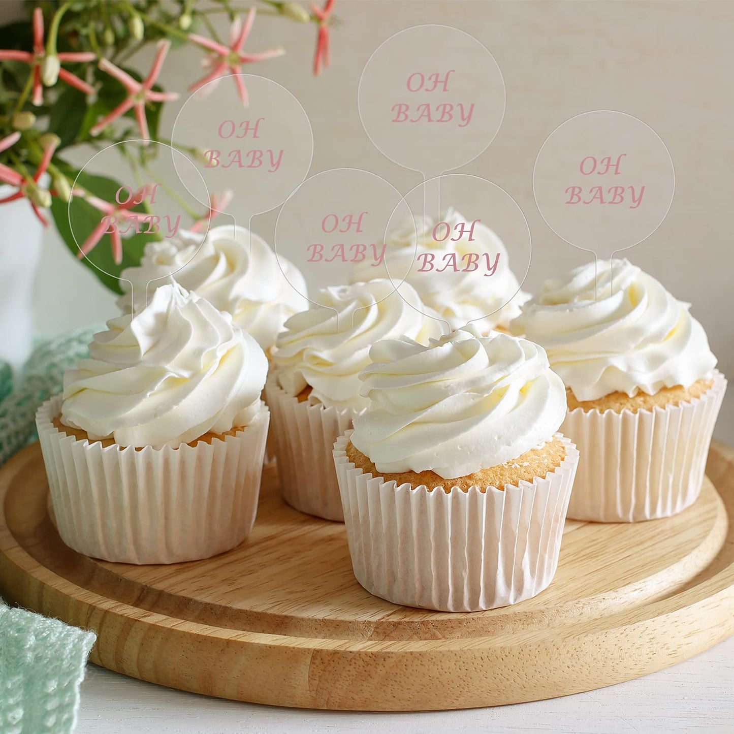30 Pack 2 Inch Circle Acrylic Cupcake Toppers, Diy Clear Round Blank Cake Toppers Personalized Cupcake Toppers With Sticks For B
