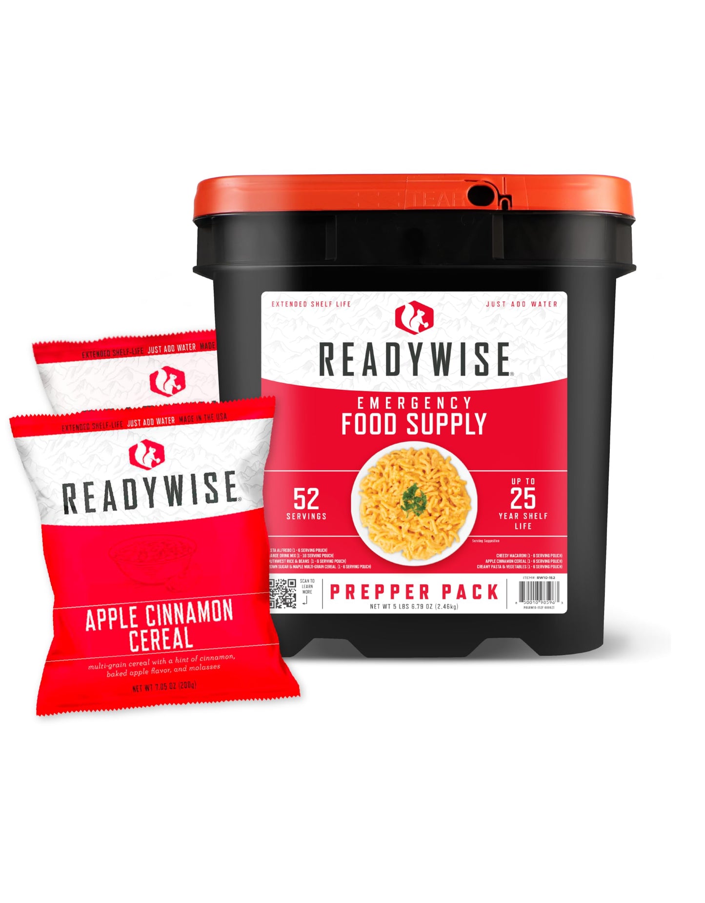 ReadyWise Prepper Pack Bucket - 52 Servings Emergency Food Supply, Survival Kit, Protein Meals, Dehydrated & Freeze Dried Food, 