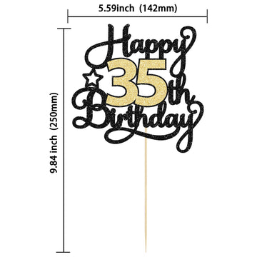 1Pc Happy 35Th Birthday Cake Topper Glitter Cheers To 35 Years Birthday Cake Pick 35 Fabulous Cake Decoration For Happy 35Th Bir