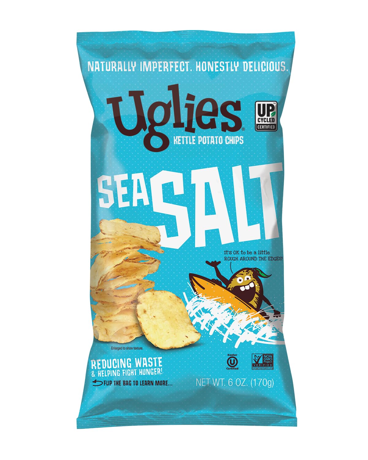 Uglies Kettle Cooked Potato Chips, Gluten Free, Kosher, Non-GMO, 6 oz Bags, Pack of 4