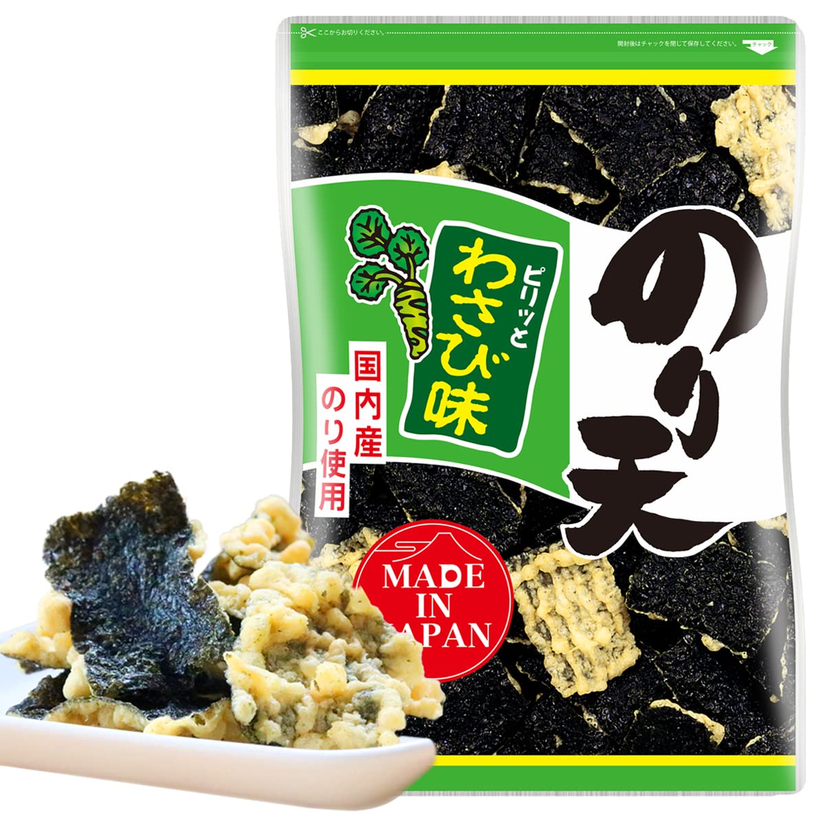 Noriten Japanese Snacks Tempura Seaweed Snacks Made In Japan (Wasabi, 10.58Oz)