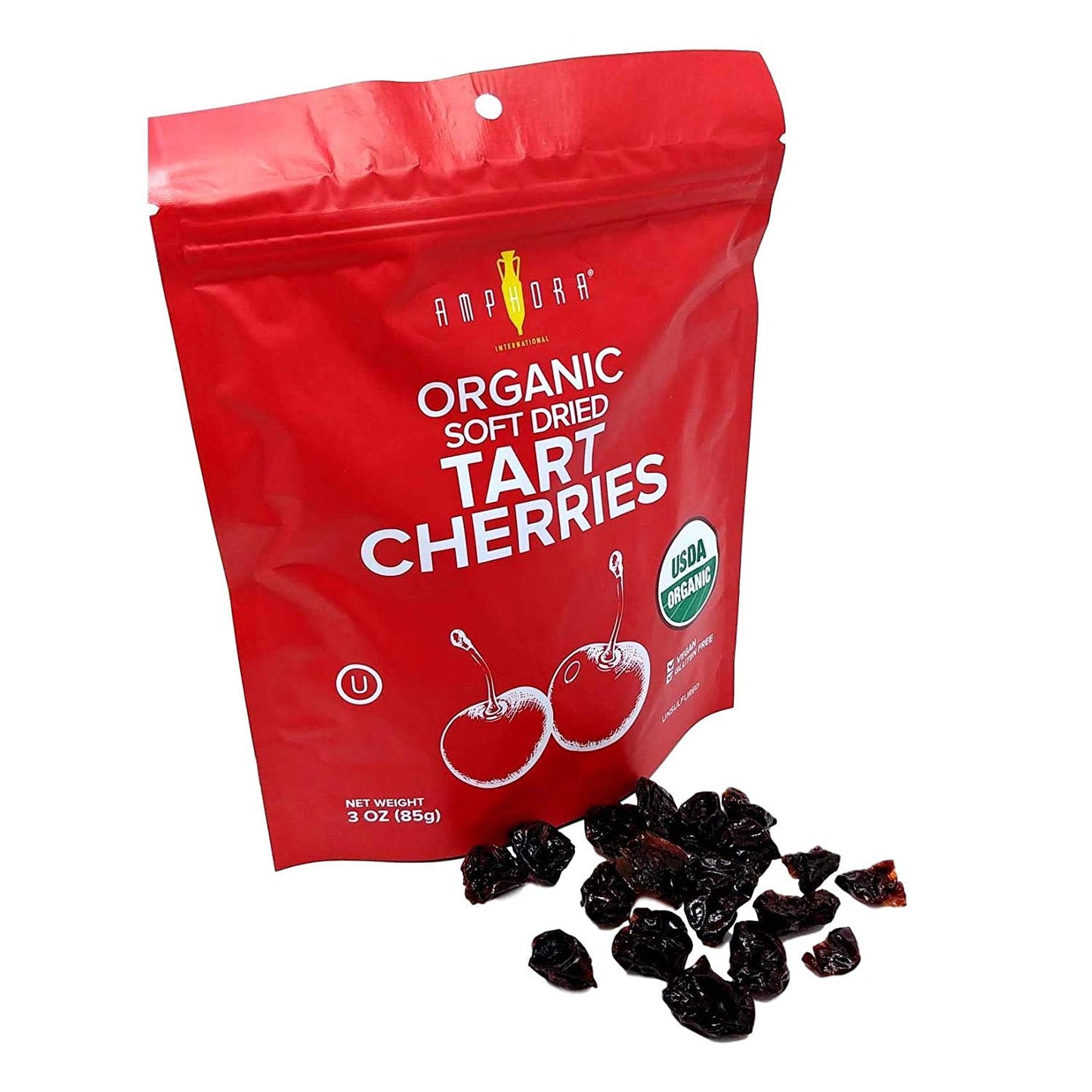 Amphora, Soft Dry Fruit Organic Cherries, 3 Ounce (Pack Of 1)
