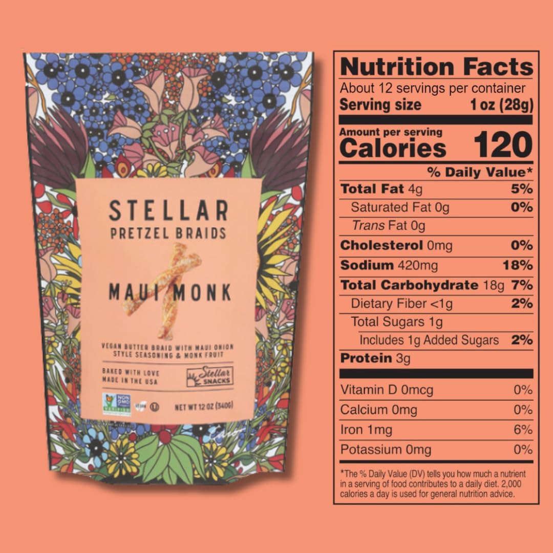 STELLAR SNACKS Gourmet Pretzel Braids, Vegan, Kosher, Non-GMO, 12 Oz (Pack of 2)