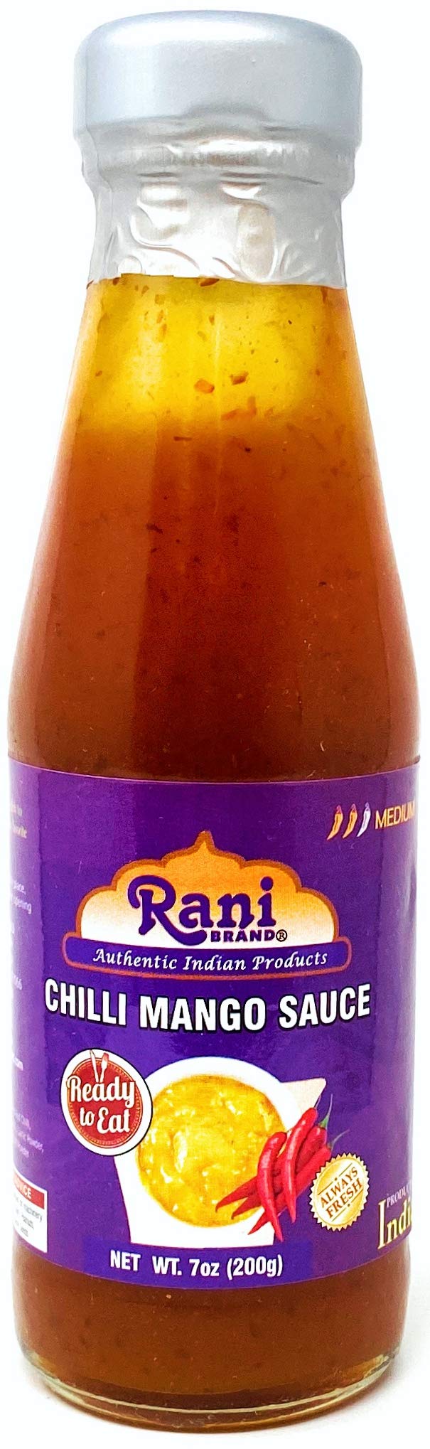Rani Chilli Mango Sauce (Sweet & Spicy Dipping Sauce) 7oz (200g) Glass Jar, Ready to eat, Vegan ~ Gluten Free | NON-GMO | Indian