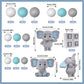 28 Pcs Elephant Cake Toppers Balls Cake Decorations Diy Cake Topper For Boy Girl Baby Shower Birthday Party Decorations (Blue)