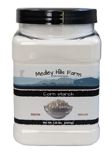 Corn starch by Medley hills farm 1.25 lbs. in Reusable Container - 100% Pure Corn Starch powder - Great Thickener for Sauces, So