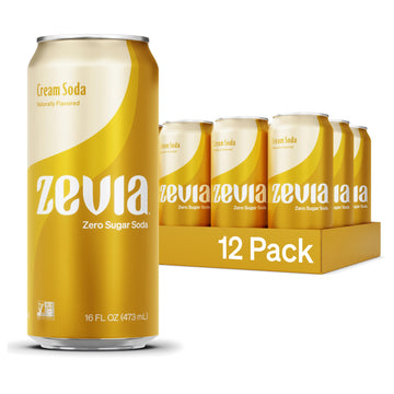 Zevia Zero Calorie Cream Soda, 16 Ounce Cans (Pack Of 12)