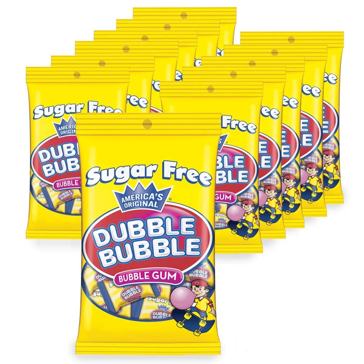 Tootsie Roll Sugar Free Dubble Bubble - Individually Wrapped Bubble Gum - Peanut Free, Gluten Free Chewing Gum - 3.5 oz. Bag (Pa