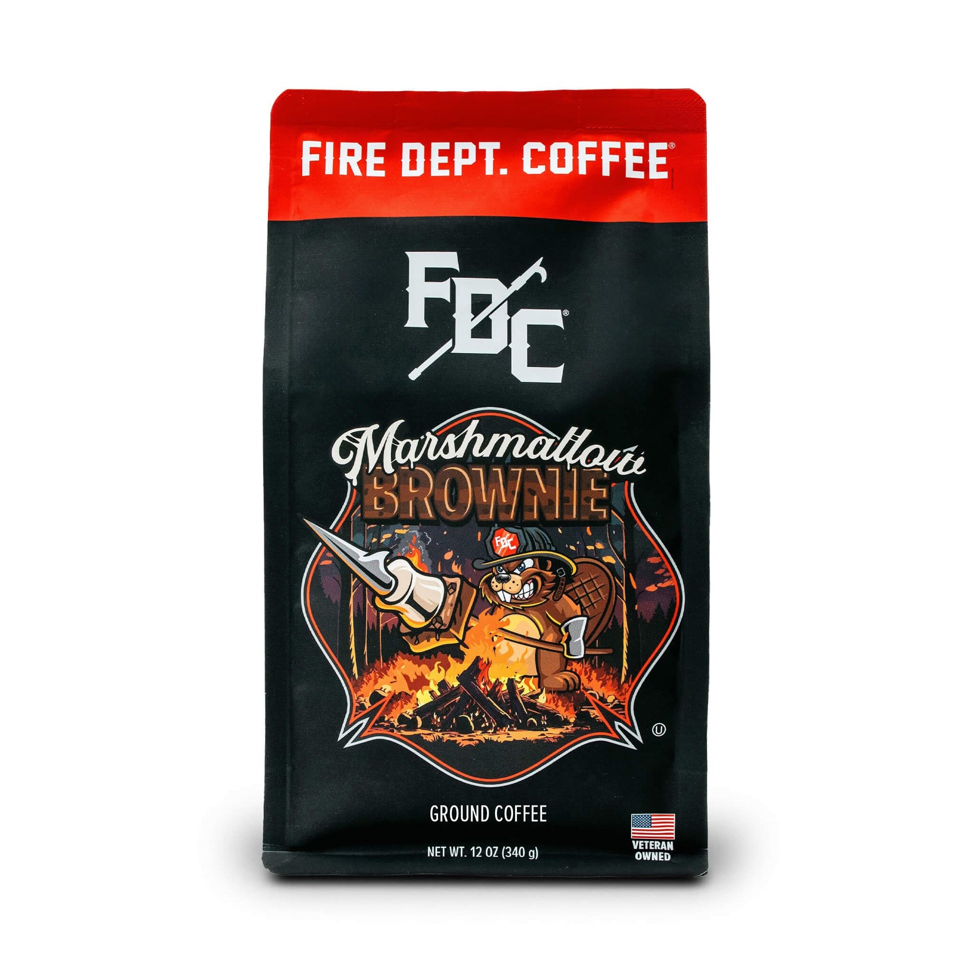 Fire Department Coffee - Gives Back to Firefighters - Marshmallow Brownie Ground Coffee - Roasted in the USA - Made with enhanced Coffee Beans - Veteran Owned 12 oz
