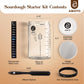 ABIOTO Sourdough Starter Jar Kit  Includes 34 oz Sourdough Starter Jar with Metallic Lid  Silicone Spatula  Feeding Tracker  Extra Thermometer Strips & Breathable Covers - Sourdough Bread Starter Kit