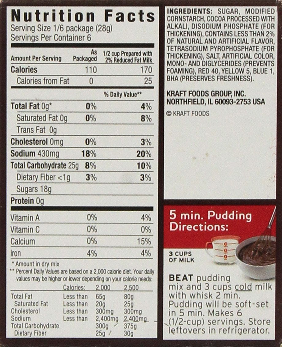 Jell-O, Chocolate Instant Pudding & Pie Filling, 5.9 Ounce