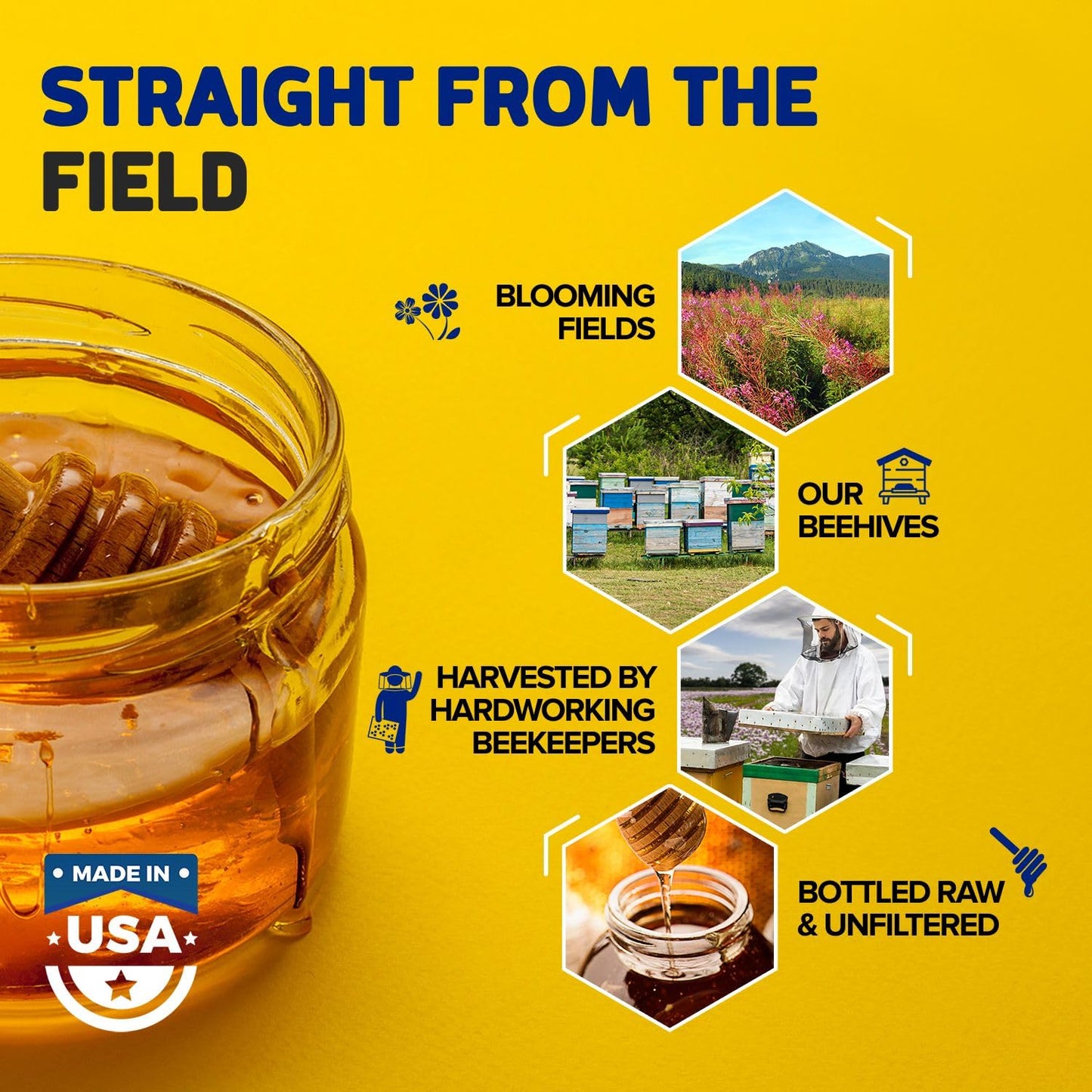 Fischers 100% Pure Raw Unfiltered Honey - All-Natural Sweetener, 40 oz