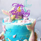 Mermaid 4 Cake Topper, Happy 4Th Birthday Cake Decor For Baby Girl, Little Mermaid 4Th Birthday Party Decoration, Under The Sea