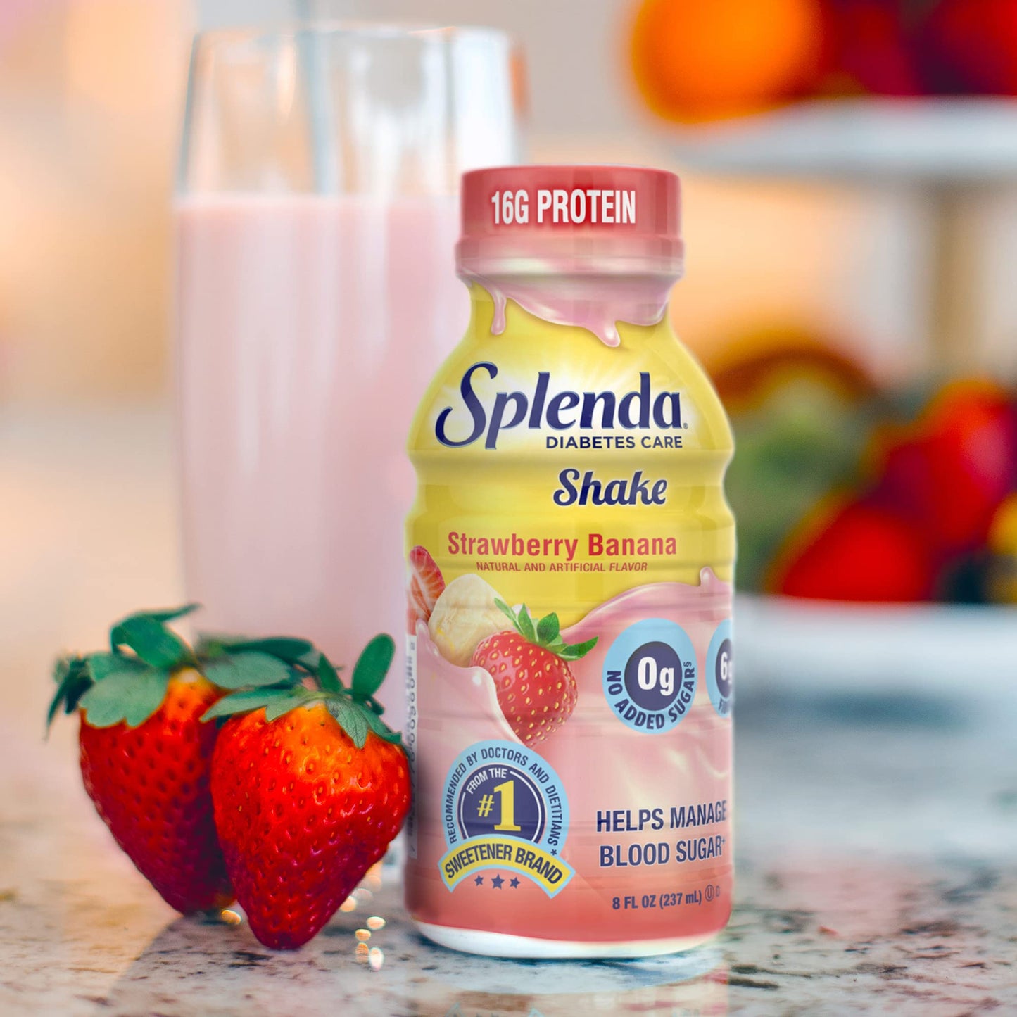 SPLENDA Diabetes Care Shakes - Meal Replacement Shake  Strawberry Banana  8 Fl Oz (Pack of 24)