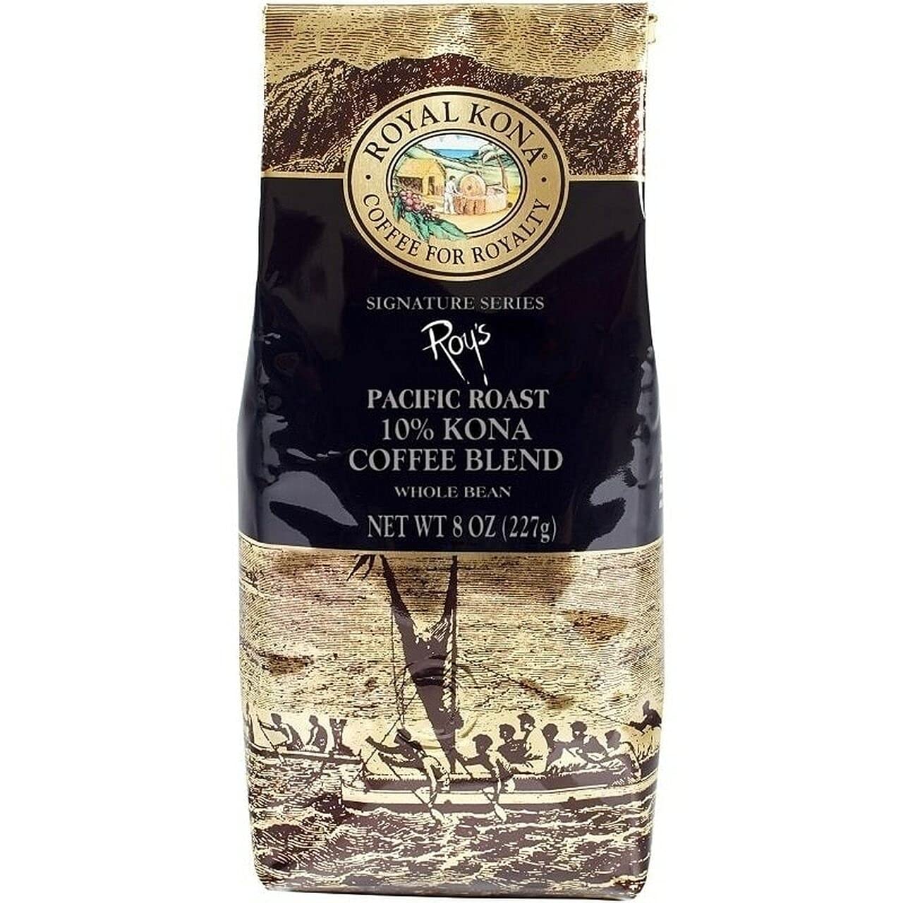 Royal Kona 10% Kona Coffee Blend, Roy's Pacific Roast, Whole Bean, 8 Ounce Bag
