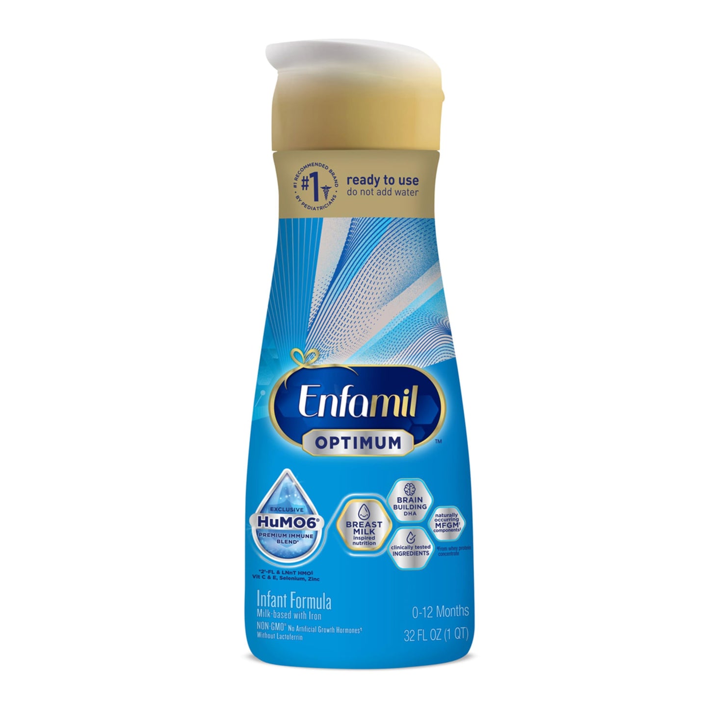 Enfamil Optimum Baby Formula, Our Closest Formula To Breast Milk, Brain Building Dha, Dual Prebiotics, Infant Formula Ready-To-Feed, Baby Milk, 32 Oz Rtu