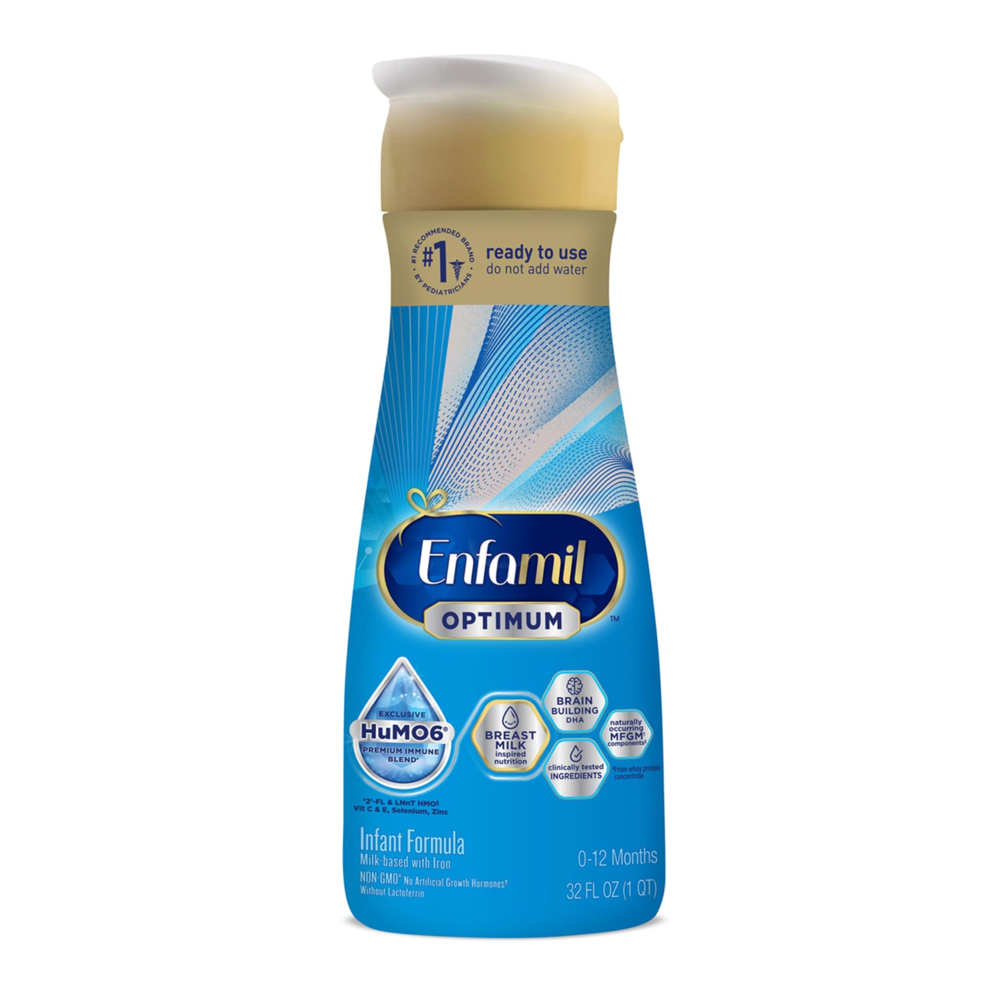 Enfamil Optimum Baby Formula, Our Closest Formula To Breast Milk, Brain Building Dha, Dual Prebiotics, Infant Formula Ready-To-Feed, Baby Milk, 32 Oz Rtu