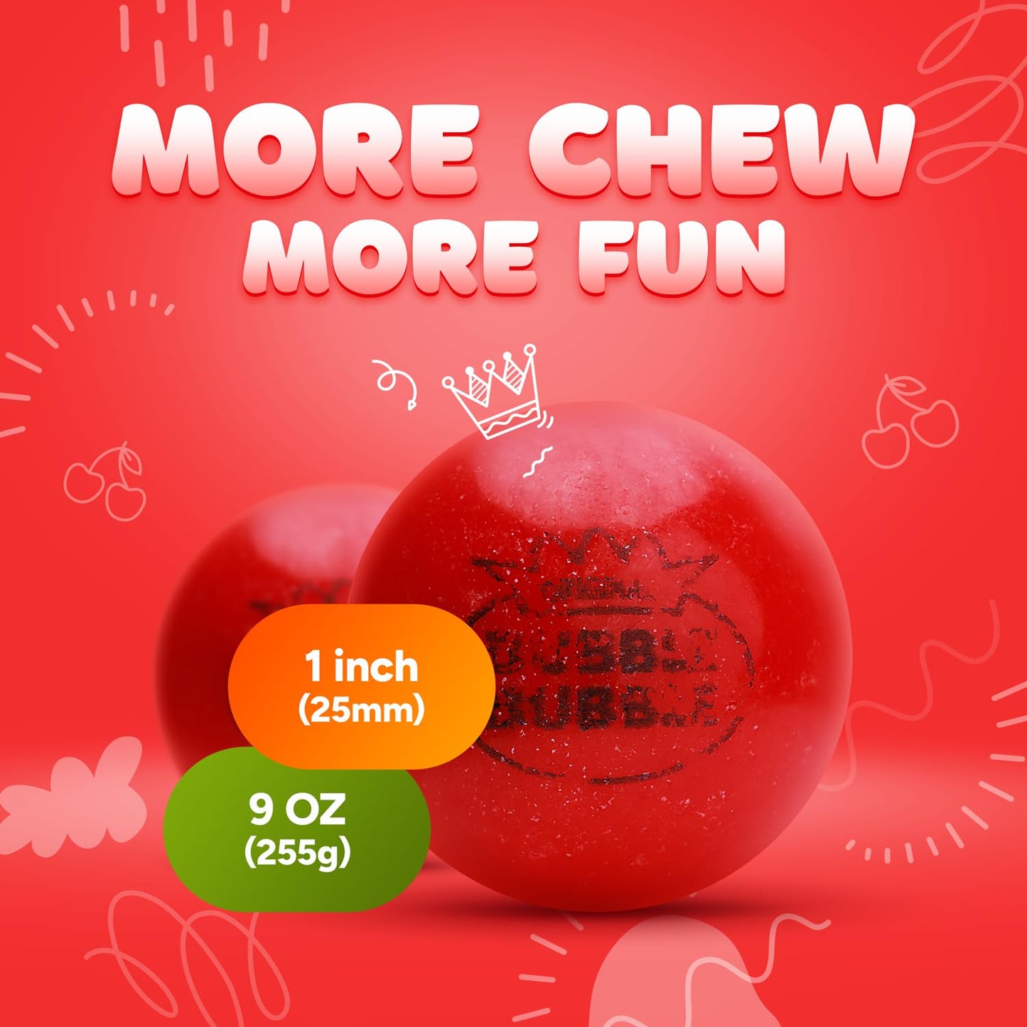Gumballs In Jar - 1 Inch Bubble Gumballs - Cherry Flavored Bubble Gum - Green Kids Gum - Gumballs For Kids - 9 Oz -Chewing Gum