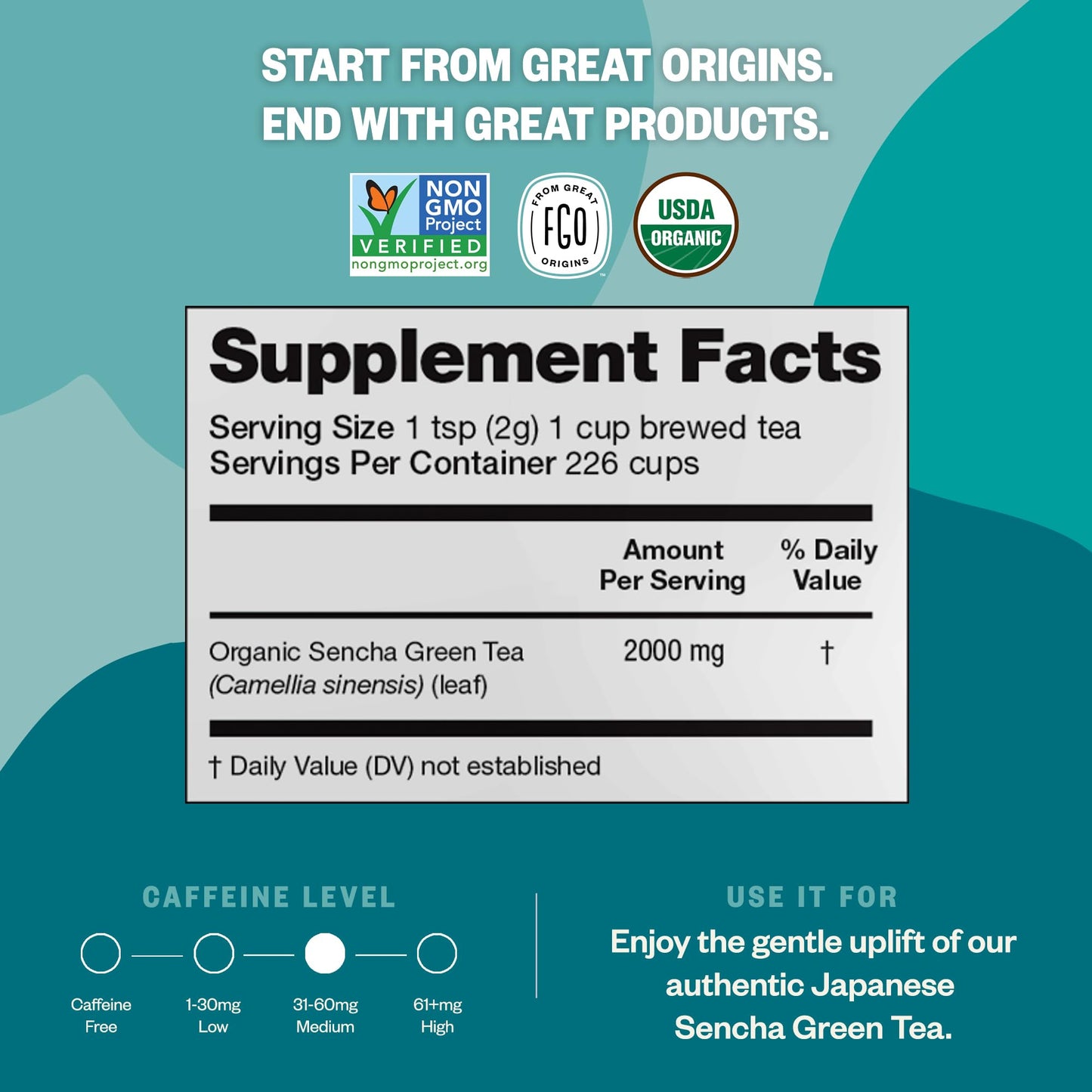 Fgo Organic Sencha Green Tea, 4 Ounce Loose Leaf, Resealable Bag, Sourced From Japan, Packaging May Vary (Pack Of 1)