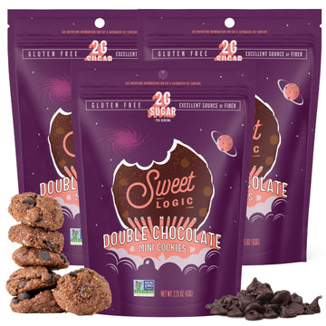 Sweet Logic Mini Cookies - Double Chocolate Brownie - Gluten Free, Keto, Nut Free, Low Sugar, 3-Pack