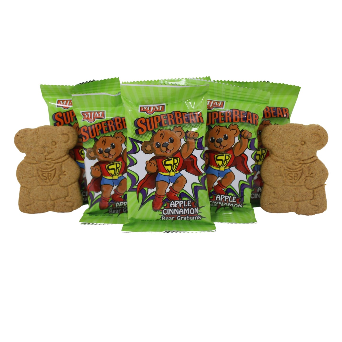 MJM Apple Cinnamon Super Bear Grahams - Case of 50 Packs | Delicious Snack for All Ages | Wholesome and Crunchy | Perfect for Pa