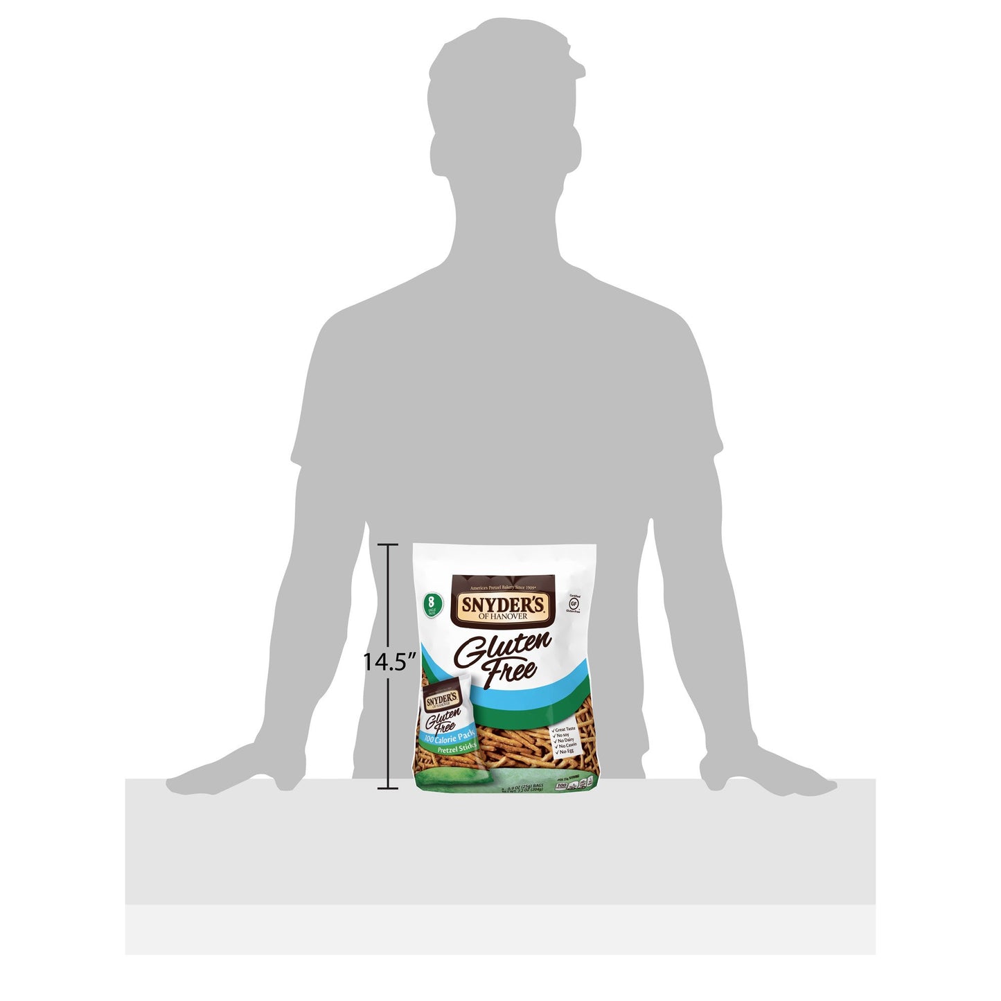 Snyder s of Hanover Gluten Free Pretzel Sticks, 100 Calorie Individual Packs, 8 Ct (Pack of 2)