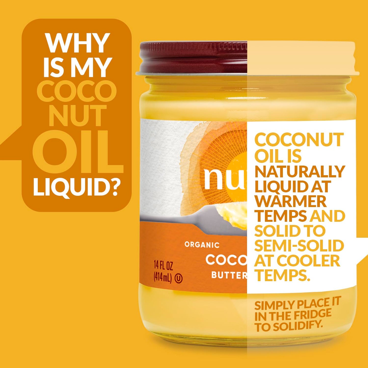 Nutiva Organic Coconut Oil With Butter Flavor From Non-Gmo, Steam Refined, Sustainably Farmed Coconuts, 14-Ounce